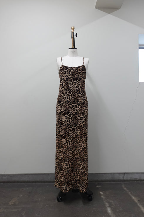 バックオープンレオパードワンピ